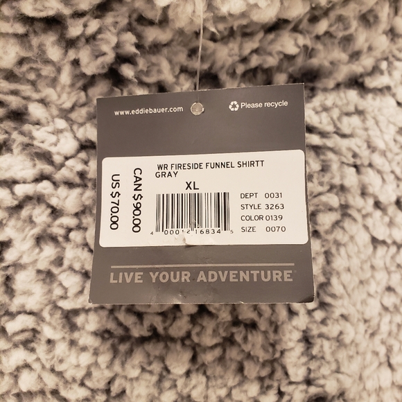 NWT Eddie Bauer Womens Turtleneck Fireside Funnel Plush Pullover Shirt Gray XL - Picture 4 of 8